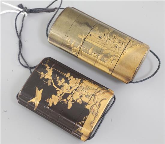 Two Japanese gilt decorated lacquer four case inro, Meiji period, 9cm